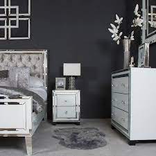 Madison White Glass 2 Drawer Mirrored Bedside Cabinet Picture Perfect Home Mirror Cabinets Luxury Bedroom Furniture White Glass