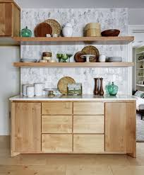 Open Shelves Pull Out Trash Cabinet Wood Plates Colored Glass Watercol Kitchen Cabinets Light Wood Wood Shelves Living Room Kitchen Cabinets And Backsplash