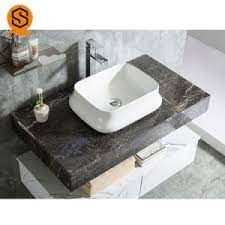 Both of them are natural stones of the metamorphic type, meaning they formed through a transformation of a protolith (mother rock) into their present form. China Wall Hung Black Marble Look Bathroom Vanity Top Vanity Counter Bathroom Tops With Luxury Design China Vanity Top Vanity Bathroom