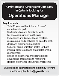 Operations Manager Qatar Job Openings