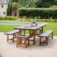 Get the best deals on wood patio & garden table & bench sets. Chilson Table And Bench Set Wooden Garden Furniture Table And Bench Set Outdoor Dining Set