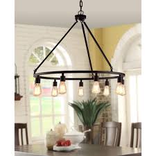 Bronze Edison Bulb Nine Light Chandelier Handy