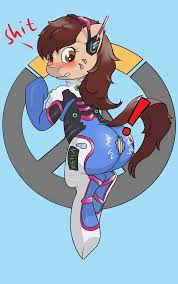 1702689 - suggestive, artist:kittytitikitty, earth pony, pony, blue  background, blushing, bodysuit, butt, clothes, d.va, female, headset, logo,  looking back, mare, overwatch, plot, ponified, ripping clothes, simple  background, vulgar, wardrobe ...