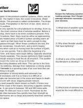 Extreme Weather 5th Grade Reading Comprehension Worksheet Weather Activities For Kids Weather Lessons Weather For Kids