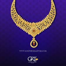 Gold Stone Necklace From Grt South India Jewels Gold Stone Necklace Gold Necklace Designs Gold Fashion Necklace