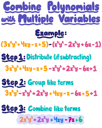 For instance, in the equation presented above, values attached to x and y can only be added to values attached to the same symbols. Add Or Subtract Polynomials With 2 Or More Unknowns Expii