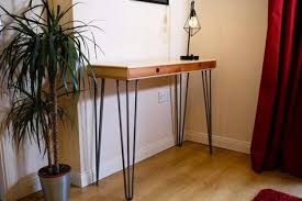 birch console side table with steel hairpin legs hall table entrance hall furniture mid entrance hall furniture hall furniture mid century modern furniture