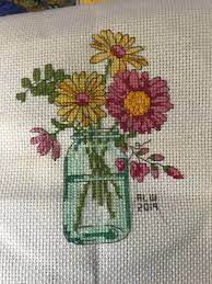 Your pattern includes color and symbol charts. Fo Dimensions Flower Mason Jar Crossstitch