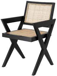 Scottsbury black wood dining chair with slat back and walnut finish seat (set of 2) (16.7 in. Casa Padrino Luxury Dining Chair Black Natural 53 X 57 X H 84 5 Cm Solid Wood Chair With Armrests And Hand Woven Rattan Luxury Dining Room Furniture