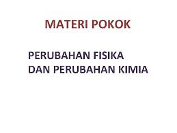 Perubahan Materi Perubahan Fisika Perubahan Kimia Oleh Ida