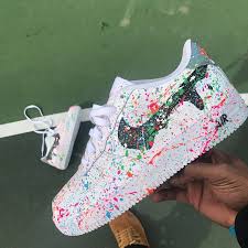 Combining The Dripped Swoosh With A Laser Tag Splattered Color Pallet Just A Hint Of Nostalgia Only 25 Pa Air Force Shoes Nike Air Force Nike Shoes Air Force