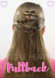 Triple Heart Pullback Cute Simple Valentine S Day Hairstyle Valentines Hairstyles Valentine S Day Hairstyles Little Girl Hairstyles
