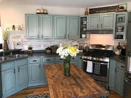 Top coats are optional but they protect paint from moisture and wear. Persian Blue Kitchen Cabinets General Finishes Design Center