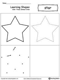 Learning Shapes Color Trace Connect And Draw A Star Learning Shapes Shapes Worksheets Shapes Kindergarten