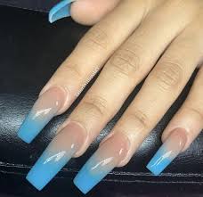 Black And Blue Ombre Nails Coffin Pin On Acrylics