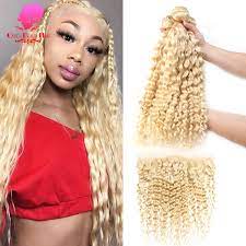 3.add mild shampoo to cool water and washhair carefully till clean. Queen Blonde Human 3 4 Bundles 613 Remy Malaysian Curly Hair With Closure 13x4 Preplucked 613 Lace Frontal Closure And Bundles 3 4 Bundles With Closure Aliexpress