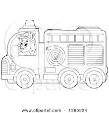 45 images from collection of fire department logo clip art for your blog, websites or wherever you want for personal use. Clipart Of A Cartoon Black And White White Male Fireman Driving A Fire Truck Royalty Free Vector Illustration By Visekart 1365924