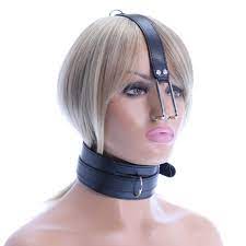 Leather Bdsm Nose Hook With Collar 