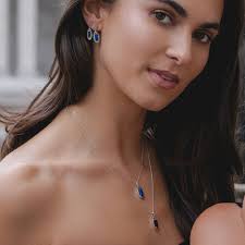 Art Deco Style Oval Lapis Lazuli and Marcasite Pendant Necklace in Sterling  Silver