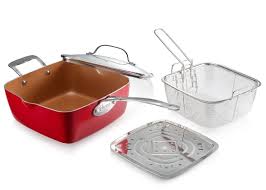 Gotham Steel Ti Cerama Copper Deep Square Pan 4 Piece Set As Seen On Tv Gotham Steel Deep Square Copper Cooking Pan