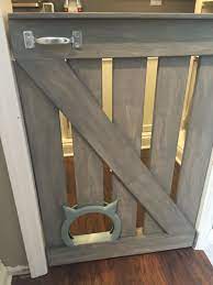 Cute Modern Barn Door With The Kitty Pass Interior Cat Door Cat Door Diy Diy Baby Gate Diy Door