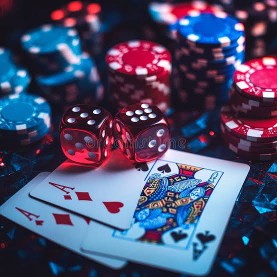 Casino Theme: Playing Cards, Dice and Chips on a Dark Background Stock Illustration - Illustration of play, chess: 355241487