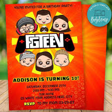 Editable Fgteev Party Invitation Instant Download Party Invitations Party Invite Template Birthday Party Invitation Templates