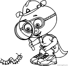 Free printable pig coloring pages for ki. Alpha Pig Looking At A Caterpillar With A Magnifying Glass Coloring Page Coloringall