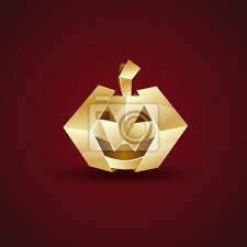 A bat, a pumpkin, a ghost , and others. Gold Origami Halloween Kurbis Leinwandbilder Bilder Scarey Volumetrische Polygonal Myloview De