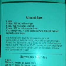 Watkins Almond Bars Almond Bars Almond Recipes Sweet Treats Recipes