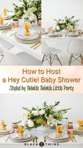 Hey Cutie Baby Shower Styled By Twinkle Twinkle Little Party Black Twine Shower Babyshowerideas Ba Orange Baby Shower Baby Shower Style Simple Baby Shower