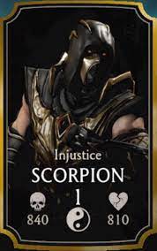 Injustice scorpion was never a challenge character, he was always a console exclusive unlockable character. Scorpion Injustice Mortal Kombat Mobile Wikia Fandom