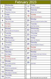 February Saints Calendar 2023