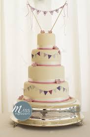 Wedding Cake With Bunting By Miss Ingredient And Handmade Topper By Vintage Magpie Wedding Cakes Vintage Wedding Cake Bunting Teal Wedding Cake