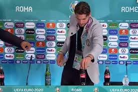 Uefa has been forced to consider whether to continue placing sugary drinks in front of players at press conferences. Svcdjd934qd2cm