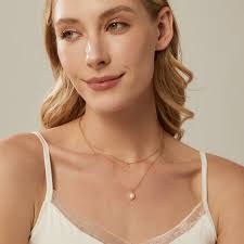 Gold Double Layer Pearl Necklace,freshwater Pearl Necklace,diamond  Choker,dainty Pearl Drop Neckalce,simple Bridal Necklace,wedding Necklace