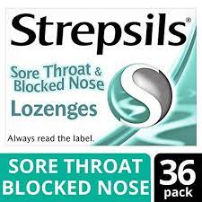 Strepsils Sore Throat Blocked Nose 36 Lozenges Blocked Nose Sore Throat Soreness
