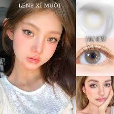 Lens mắt màu xám tây giãn nhỏ Lala 0 độ, Kính Áp Tròng màu xám sáng không  cận
