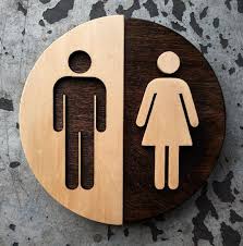The Original Round Wood Unisex Bathroom Sign Office Restroom Etsy Unisex Bathroom Sign Bathroom Signs Restroom Sign