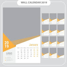 Wall Calendar 2019 Template Vector In 2020 Calendar Design Template Calendar 2019 Template Wall Calendar Design