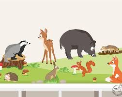 Wall Decal Woodland Animals Set Xl With 8 Animals From World Animal Series Baby Nursery Woodland Animals Textured Wallpaper Animals Of The World
