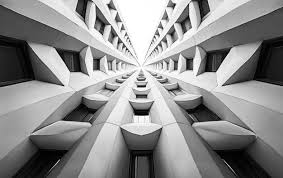 Symmetrical modern architecture with clean lines