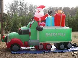 New 9 Long Lighted Christmas Santa 18 Wheeler Truck Airblown Inflatable Blow Up Holiday Yard Decorations Holiday Decor Christmas Halloween Food Decorations