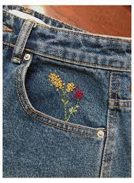 For this, mirror the design on each side of the jeans. Diy Denim Shorts From Jeans How To Make Diydenimshortsfromjeanshowtomake In 2021 Clothes Embroidery Diy Embroidery Jeans Diy Embroidered Jeans Diy