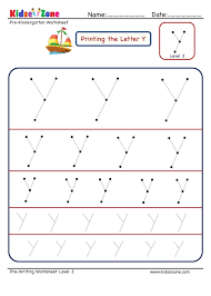 letter y tracing worksheet in different sizes kidzezone