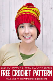 My gift to you is a free slouchy hat crochet pattern! Red Green Christmas Crochet Hat Pattern Dream A Little Bigger