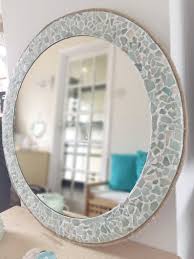 Large Round Sea Glass Mirror Isle Of Wight Beach Home Decor Natural Nautical Wall Hanging Beautiful Beach Style Bathroom Mirror Mosaic 22 Beach Style Bathroom Mirrors Cottage Style Bathrooms Beach Style