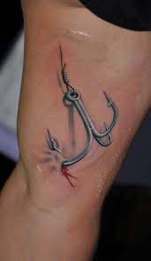 Fish Hook In Skin Tattoo Hook Tattoos Tattoos For Guys Fishing Hook Tattoo