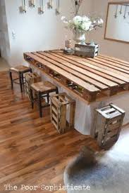 Use Pallets To Create A Tabletop By The Poor Sophisticate On Remodelaholic Remodelaholic Palletproj In 2020 Diy Dining Table Pallet Table Diy Rustic Kitchen Tables