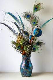 20 Elegant Room Decoration Ideas With Flower Vases Flower Vase Arrangements Artificial Flower Arrangements Peacock Decor